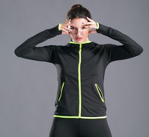 Sport Ceket Bayan Kapşonlu Koşu Ceket Kadın Koşu Kazak Spor Palto Bayanlar Başparmak Deliği Yoga Zipper Spor Sweatshirts7710781