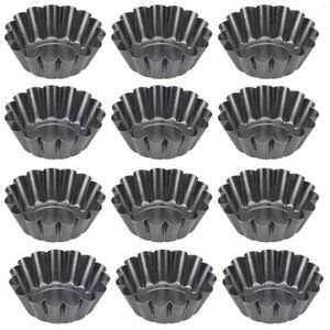 Bakeware Aletleri 12 PCS/SET STICK Kek Pan Kalıp Pizza Muffin Yumurta Tart Yamar makinesi fırın için fırfırlı kenar pasta teneke kutular