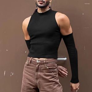 Men's T Shirts Men's T-Shirts Casual Party Style Off Shoulder Half Turtleneck Tops Fashion Male Solid Color Long Sleeve Slim Fit Tees