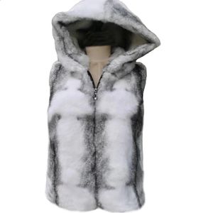 Mulheres para baixo parkas roupas femininas natural real pele de coelho colete hoodies jaqueta inverno quente longo casaco 231118