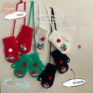 Children's Fingerless Gloves Fashion Baby Girl Princess Cotton Gloves With Ropes Warm Infant Toddler Child Glove Winter Bow Love Soft Baby Clothes 2-8Y 231120