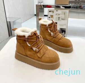 Winter sheepskin and wool integrated women wool plush thickened warm cotton boots for comfort and anti slip cotton shoes