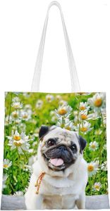 Сумки для покупок мопс Daisy Canvas Tote Bag Sageraber Summag для школьного рынка кемпинг