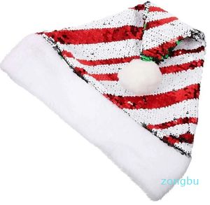 Christmas Sequin Hat Santa Hats Halloween Costumes Plush Headwea Bulk Flip Adults