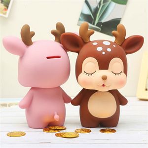 Novelty Items Creative Resin Coin Piggy Bank Cartoon Deer-shaped Piggy Bank Living Room Bedroom Desktop Decoration Ornaments 230420