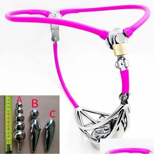 Other Massage Items Male Chastity Belt Stainless Steel Adjustable Waist Cock Cage Strapon Pants With Anal Plug Drop Delivery Health Be Otuaw