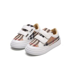 Sneakers Fashion Plaid Canvas Shoes Lightweight Baby Casual Shoes Boys Sneakers Korean Style Girls Skate Shoes PU Patchwork Kids Sneakers 230419