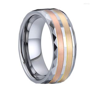 Кластерные кольца роскошные обручальные кольцо 14K Rose Gold Кольцо для мужчин вольфрам