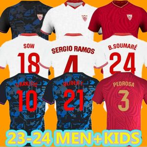 Seville FC 2023 2024 Sevillas Futbol Formaları Final L.Suso Tecatito Jong Maillot Gudelj K.Rekik Munir Ocampos Rafa Çocuk Kiti 23 24 Futbol Gömlek Boy Set Eve Set 3.