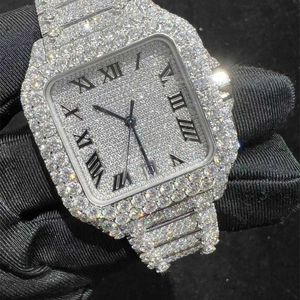 Relógio cartis moissanite novo vvs iced out relógio de pulso passar diamantes teste eta luxo relógios safira prata automático tem logotipo