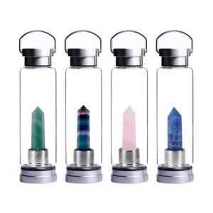 Wholesale 31 Colors 550ml Natural Crystal Quartz Gemstone Water Bottle Infused Reiki Wellness Obelisk Wand Healing Energy Glass Cup BJ
