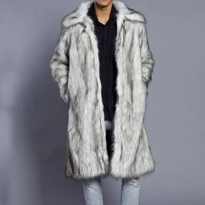 Men's Fur Faux Fur Autumn Winter Men's Square Collar Faux Mink Fur Long Coat High-grade Man Comfortable Thick Warm Windbreaker 231120