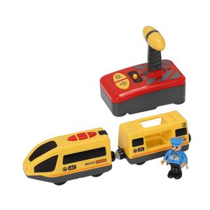 電動rcトラックRC電車セットおもちゃのためのおもちゃ車ダイキャストスロットおもちゃフィット標準木製鉄道バッテリークリスマストレム230419