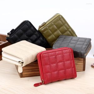 Geldbörsen Hochwertige Geldbörse Frauen Design Marke Mini Damen Geldbörse Plaid Reißverschluss Niedliche kurze Sac Bolsas Feminina