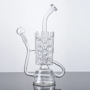 Disponibile 10 pollici Clear Recycler Narghilè unici Bong d'acqua Pipa Swiss Inline Perc Olio Dab Rig Bong in vetro Accessori per fumatori 14mm Maschio 12 LL