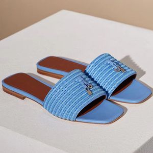 Summer quality women's leather outdoor Slippers Top Vallu slippers Fashion Versatile Leisure Vacation Beach Flat Sandals 230419 893