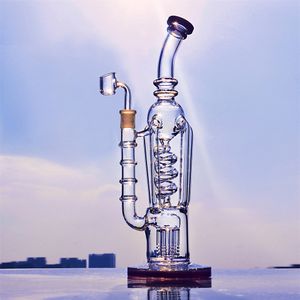 12,6-Zoll-Spiral-Wasserpfeife Shisha Bubbler Straight Glass Bong Dab Rig und Perc Oil Rigs mit 14 mm Banger zum Rauchen