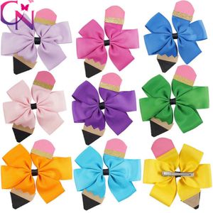 5Inch Girls Bows Hair Clip Kids Pencil Bows Hair Clip -paljetter Grosgrain Ribbon Bows Barrettes For Kid Chirstmas Hårtillbehör A3948