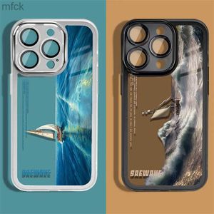 Случай с мобильными телефонами для iPhone 13 Pro Max Fashion Blue Sea Presery Chase для iPhone 13 12 11 14 Pro Max 14 плюс 11 Прозрачная ударная крышка