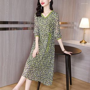 Casual Dresses 2023 Chic Flower Printed Silk Midi Dress Women's Long-Sleeved Light Hooded Spring Korean Luxury Elegant Party Vest