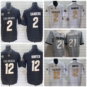 Colorado 12 Travis Hunter Football Jersey Buffaloes 2 Shedeur Sanders Black White Shilo Sanders 21 Mens College Jerseys PAC Patch