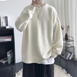 Erkek Sweaters Erkekler Kış Uzun Kollu Örgü Kazak Mürettebat Boyun Kontrast Renk Gevşek Sıcak Kalın Elastik Elastik Anti-Grip Bahar Kazak S-4XL 231118
