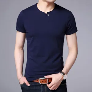 Homens camisetas Marca 2023 Roupas Masculinas Coreano Atmosfera Simples Manga Curta T-shirt de Algodão Moda Casual Confortável Tops W5532