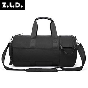 Waterproof polyester cloth fitness bag, portable travel bag, handbag, one shoulder luggage bag, plug-in trolley bag 230420