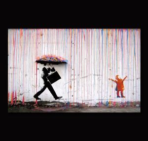 Cor chuva banksy decoração da parede arte pintura em tela caligrafia cartaz impressão imagem decorativa sala de estar casa decor1252368