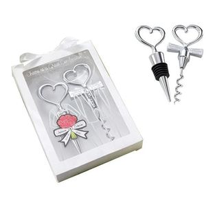 Hjärtfestkombination Wine Corkscrew Wine Opener and Wine Bottle Stopper Set Wedding Souvenirs Gäster 60st (30Prairs)