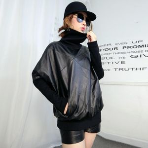 Women's Jackets European Autumn And Winter Genuine Leather Stitching Women Sheepskin Fashion Loose Large Size Korean Batwing Coat