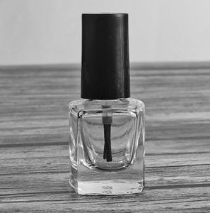 Glass Empty Polish Bottles 15mlEmpty Nail Polish Bottles with brushes and black caps Square Shaped