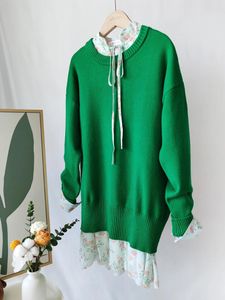 Женские свитера, белые и рубашки, осень 2023, базовый вязаный топ из двух предметов, корейские мягкие теплые пуловеры с круглым вырезом для женщин, милый джемпер