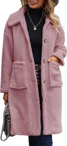 Angassion Women's Fuzzy Fleece Lapel Open Front Long Cardigan Coat Faux Fux ware冬のアウトウェアジャケット1315zb