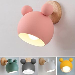 Wall Lamp Nordic Wooden Lamps Cute Cartoon Styling Coloful Sconces Kitchen Restaurant Macaroon Decorative Bedside E27