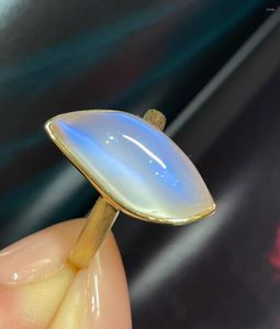 Küme halkaları lr ince mücevher 18k altın AU750 Sri Lanka Origin Doğal Moonstone Taş 6.78Ct Kadınlar için Kadınlar