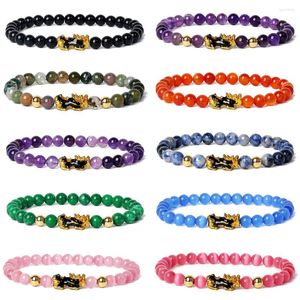 Strand Color Changed Pixiu Lucky Armband Men Natural Energy Stone Healing Pi Yao Dragon Peaded Women Wealth Feng Shui Jewelry