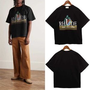 デザイナー ファッション 衣類 Tシャツ ヒップホップ Tシャツ 23ssrhude メンズ プリント 人気 カップル 夏 ラウンドネック トレンド ブランド 半袖 Tシャツ ストリート トップス スポーツウェア