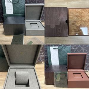 Luxus A Designer P Grau Braun Quadratische Uhrenbox Holz Leder Material Zertifikatspaket Broschüre Komplettes Set Luxusuhrenzubehör für Männer und Frauen
