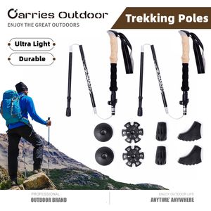 Bastoncini da trekking Attrezzatura da campeggio Outdoor 2 pezzi Bastoncini da trekking ultraleggeri Bastone da arrampicata nordico pieghevole Bastone da passeggio telescopico portatile 230419