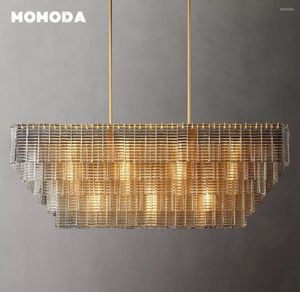 Candeliers sirene vidro transparente retangular retro LED Brass cromo luminárias pendentes pretas lâmpadas de sala de jantar