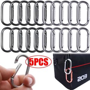 5 PCSCARABINERS 5st CARABINER Resekit Camping Equipment Multifunktionell Alloy Aluminium Survival Gear Outdoor Spring Mountaineering Hook P230420