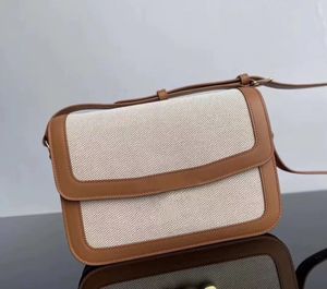 Genuine Leather Women's Bag Retro Box Postman's Shoulder Bags Luxury Brand Designer Simple Fashion Handbag Purse Tofu Square Canvas Crossbody Messenger Bag 2384