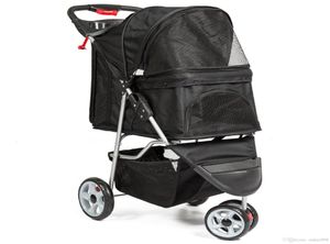 For 3Wheel Folding Pet Stroller Travel Carrier Carriage Cats And Dogs Black XTL09933617