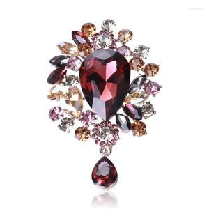 Brooches Rhinstone Waterdrop Women Unisex 4-color Crystal Flower Party Wedding Daily Office Clothing Brooch Pins Gifts