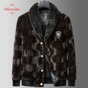 Casaco de inverno curto de lapela de veludo de pele sintética masculina para homens tendência casual casaco quente 231120