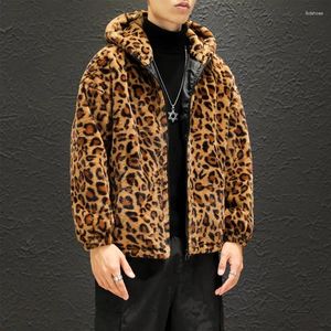 Men's Jackets Fashion Warm Love Winter Jacket Men Coat Woman Hooded Faux Fur Leopard Casual Slim Parka S-3xl