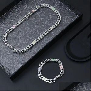 Chains New French Design Luxury Titanium Steel Sier Cuban Necklace Fashion Street Hip Hop Bracelet Accessories Drop Delivery Jewelry N Otr95