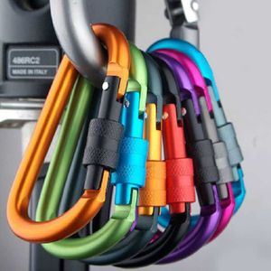 5 PCSCARABINERS Hållbara aluminiumlegering Carabiner Clasps D Form Keychain Snap Clip Carabiner Vandring Buckle Split Spring Hook P230420