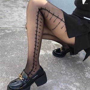Women Socks Ultra-Thin See Through Silky Pantyhose Ruler Constellation Flocking Patterned Seamless Tights Slimming Stockings Y08E